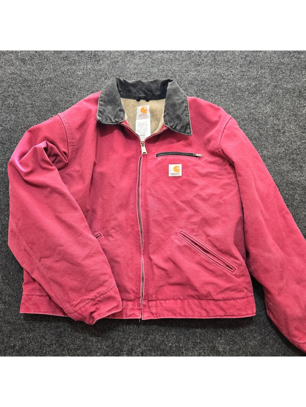 Vintage Carhartt WJ097 RBY Detroit Jacket Raspberry Pink Sherpa Lined XL Reg